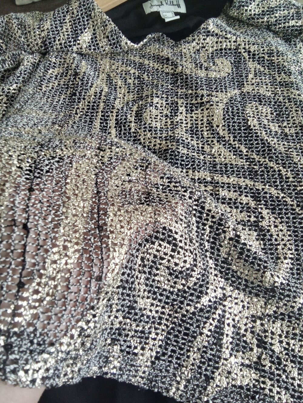 Joseph Ribkoff Black Gold Mesh Layered Tunic 14/16 - Picture 9 of 9
